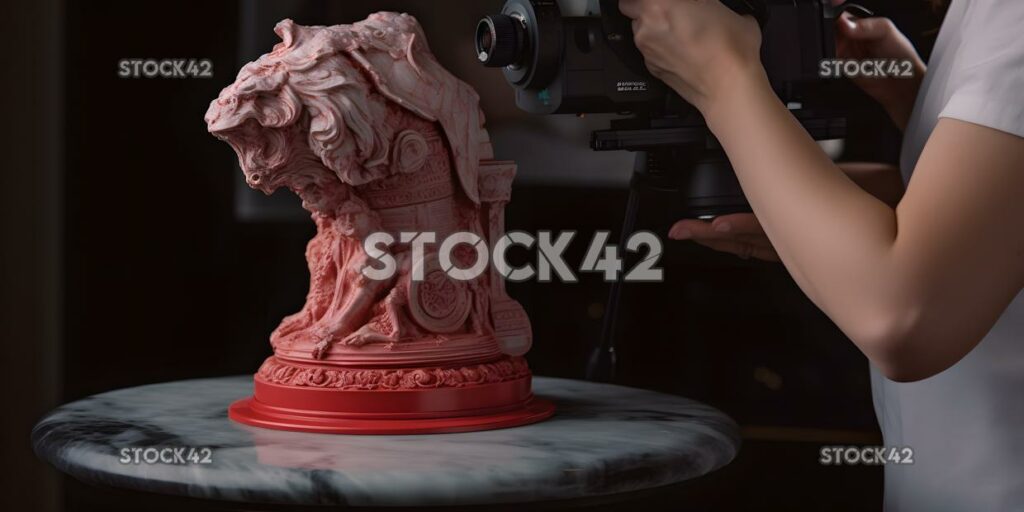 A person using a 3D scanner to capture detailed images of