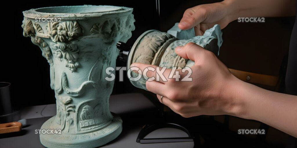 A person using a 3D scanner to capture detailed images of one