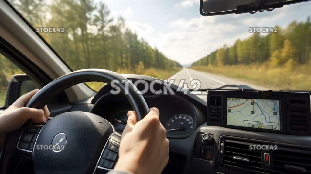 A person using a GPS navigation device to guide them whil one