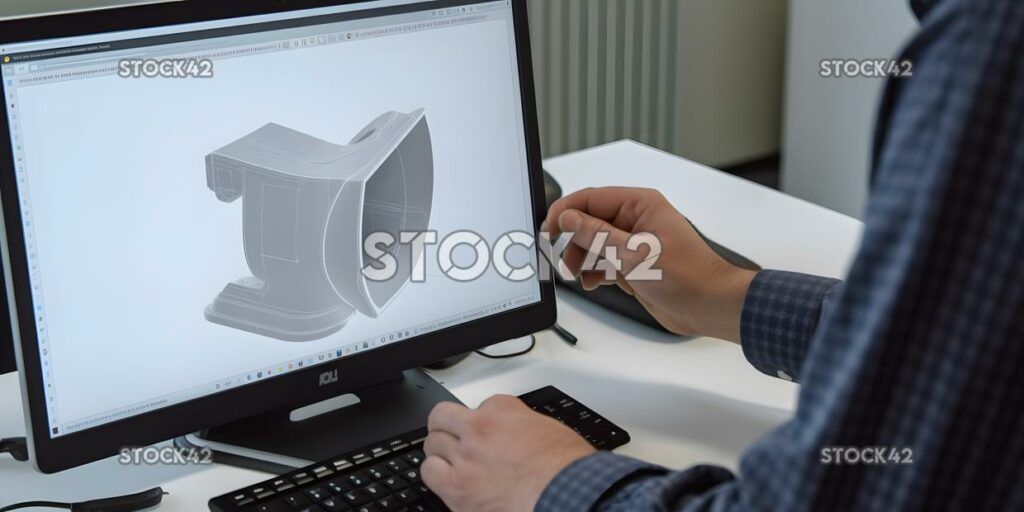 Una persona que utiliza un software CAD de diseño asistido por computadora para cr