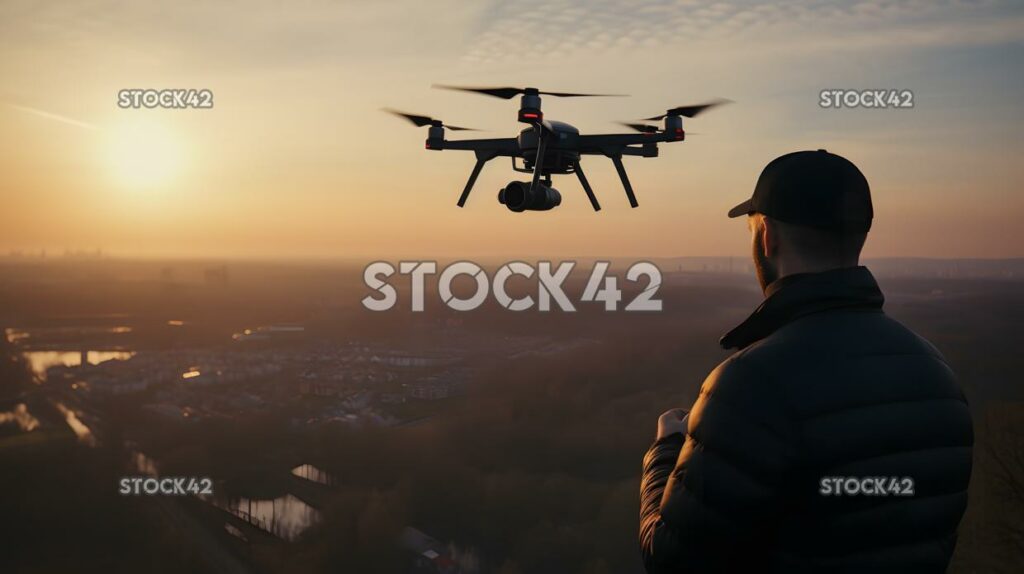 A person using a drone to capture aerial footage of a lan three