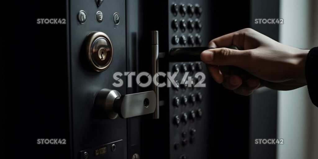 A person using a smart lock to remotely unlock their fron