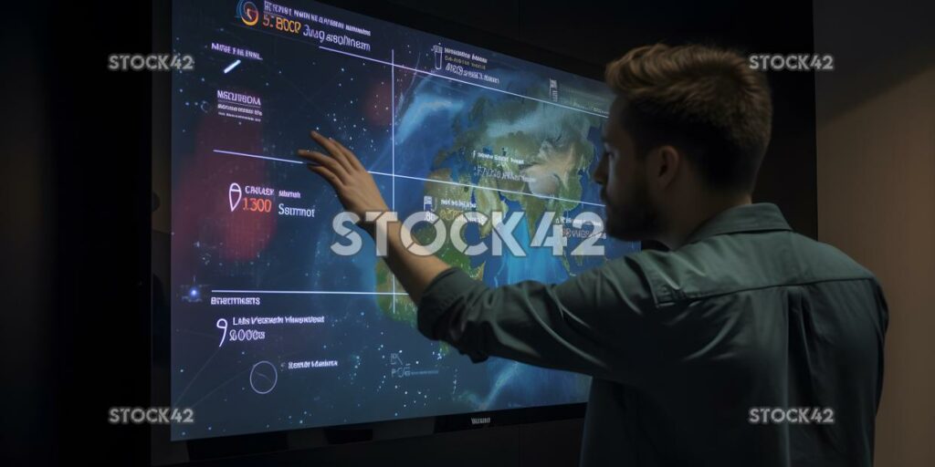 A person using a smart mirror to display the weather fore