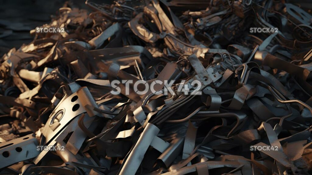 A pile of industrial scrap metal waiting to be recycled c