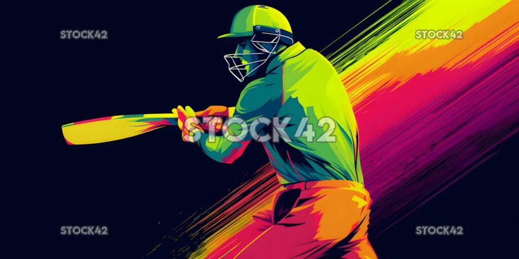 A player hitting a cricket ball with a powerful stroke co