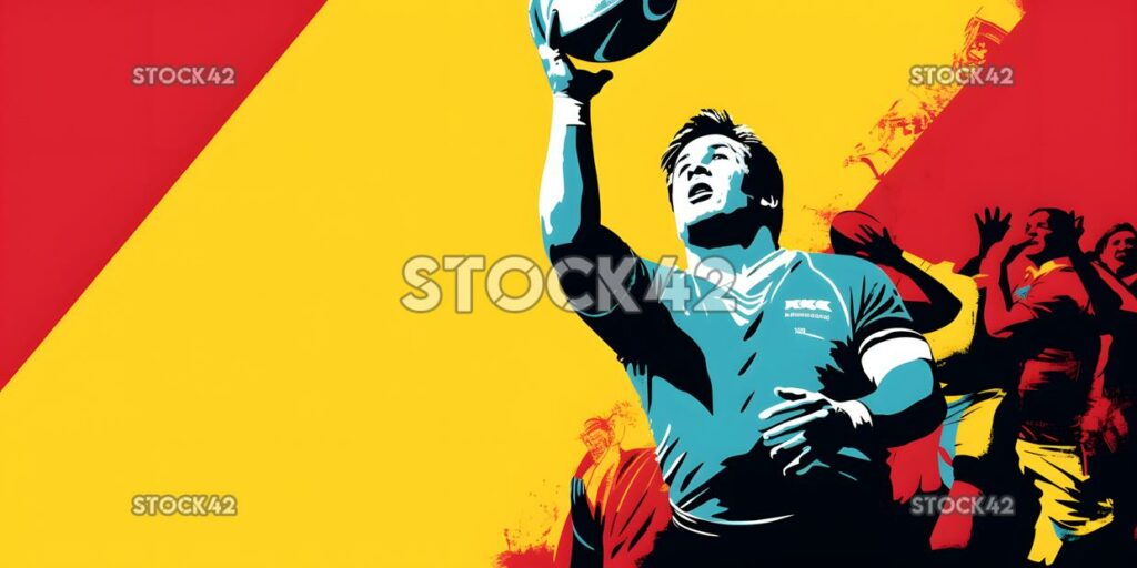 A player jumping to catch a ball in a lineout colors one