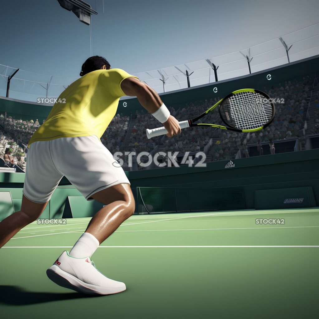 A player returns a serve with a backhand slice shot Hyper