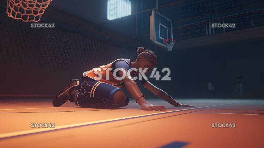 A player sliding across the court to make a difficult sho