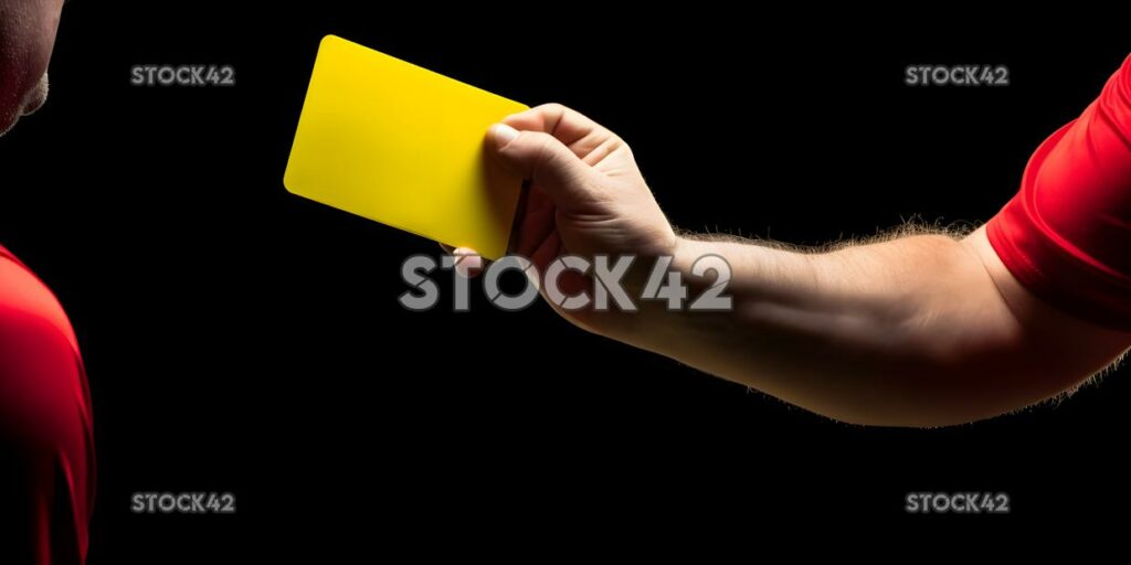 A referee holding a red card and showing it to a player w