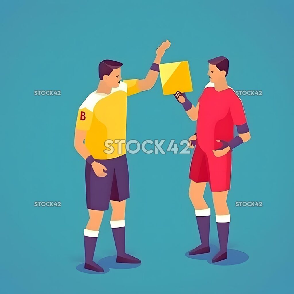 A referee shows a red card to a player who committed a da