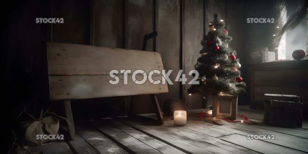 A rustic wooden sign with Merry Christmas painted on it c one