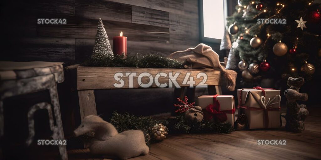 Un letrero rústico de madera con Feliz Navidad pintado en él c tres