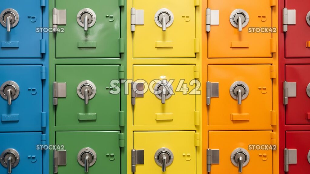 A school locker with a combination lock colors