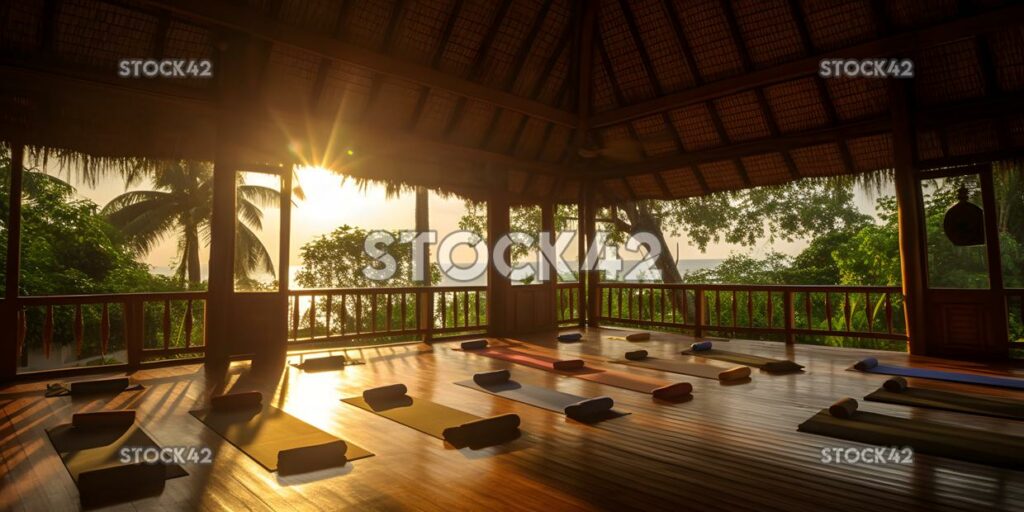 A serene and peaceful yoga retreat with fresh and healthy three