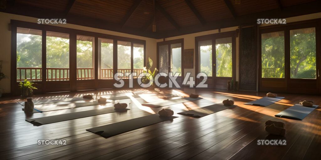 A serene and peaceful yoga retreat with fresh and healthy two