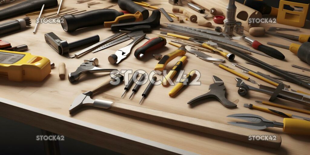 A set of tools including hammers screwdrivers and pliers  two