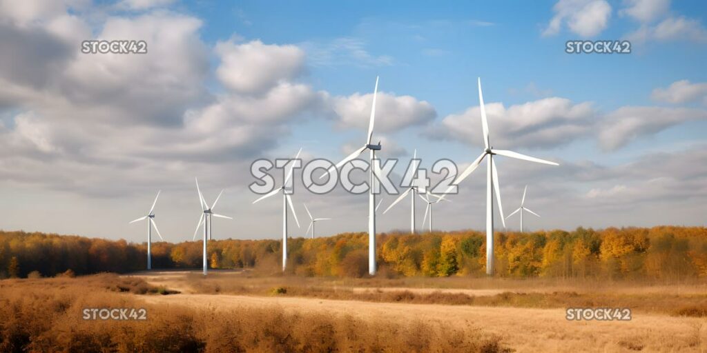 A shot of a university wind turbine farm in a rural area