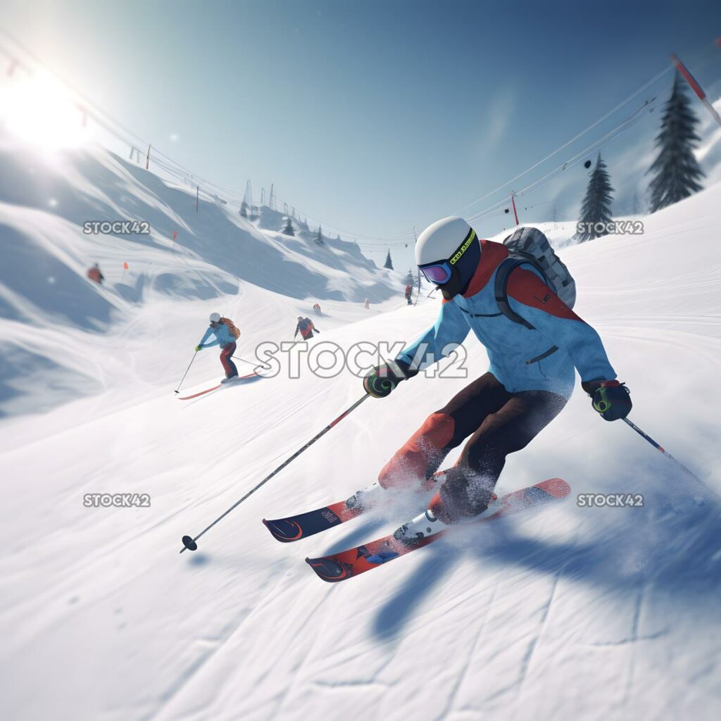 A skier navigating a series of tight turns on a slalom co one