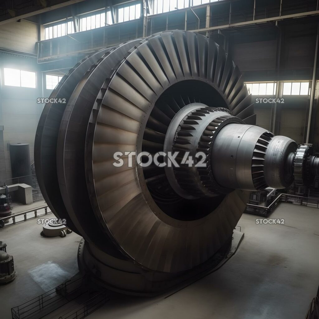 A spinning turbine in a power plant two