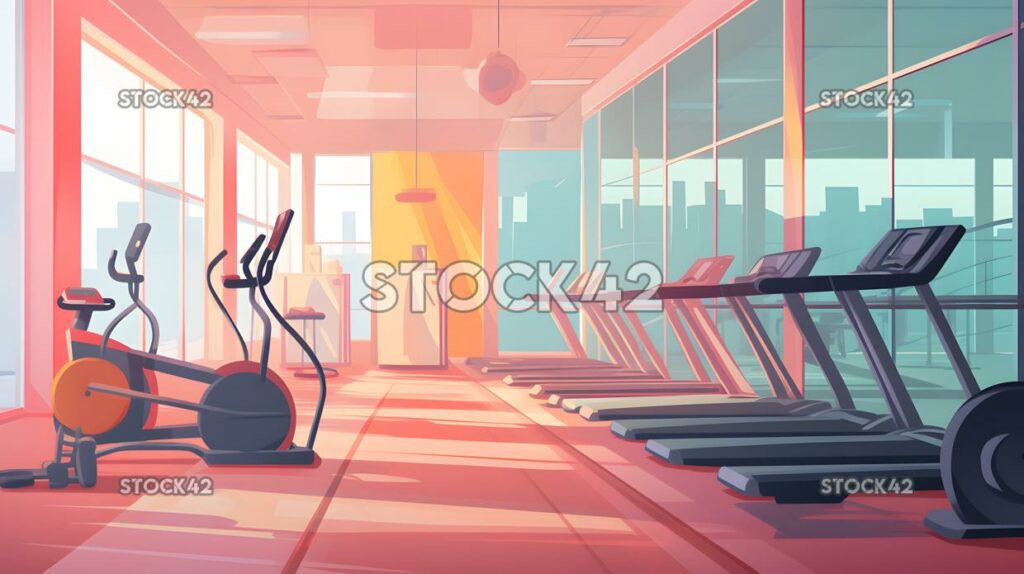 A sports facility or gym with exercise equipment but no o one