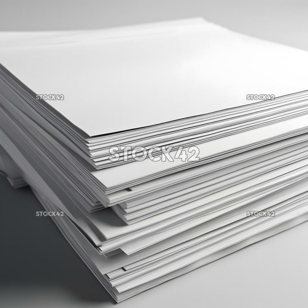 A stack of white copy paper in a printer tray Hyper-reali