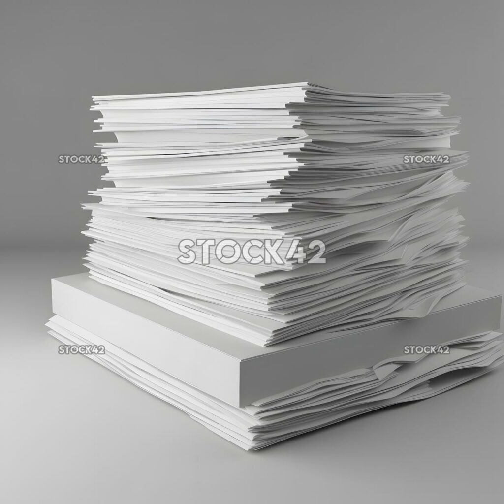 A stack of white copy paper in a printer tray Hyper-reali two