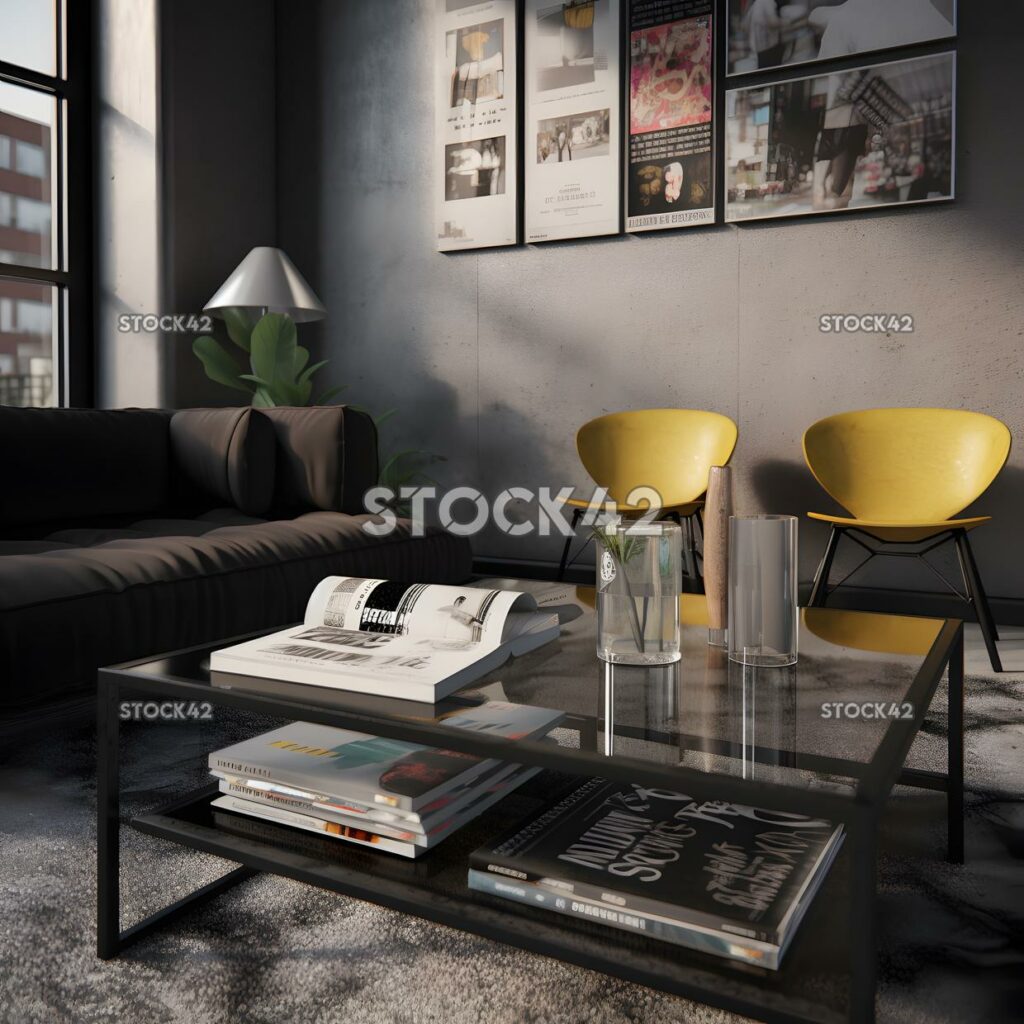 A student lounge area with a coffee table and magazines H