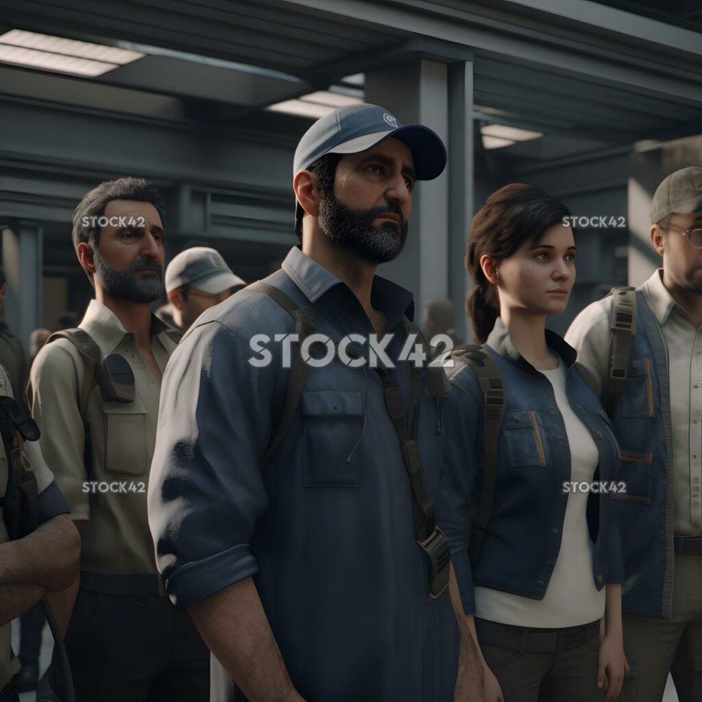 A team of employees using project cinematic Hyper-realist three