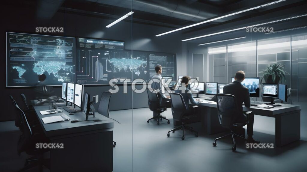 A team of employees working on a project in a companys in