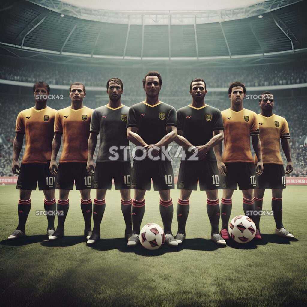 Eine Mannschaft, die für ein Foto vor dem Spiel zusammensteht Hyper-reali drei