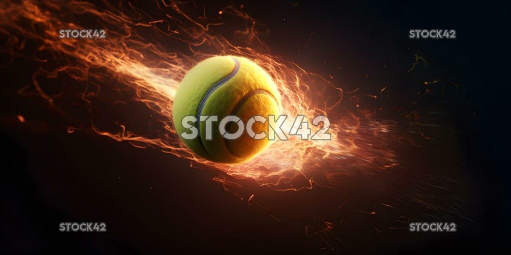 Ein Tennisball, der mit unglaublicher Geschwindigkeit geschlagen wird und einen_