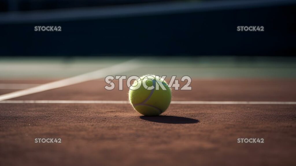 A tennis ball on the court ready to be served and set the one