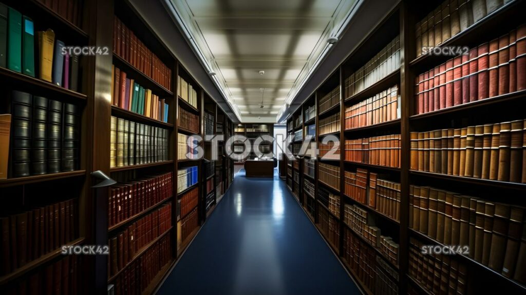 A university law library with books and legal documents o