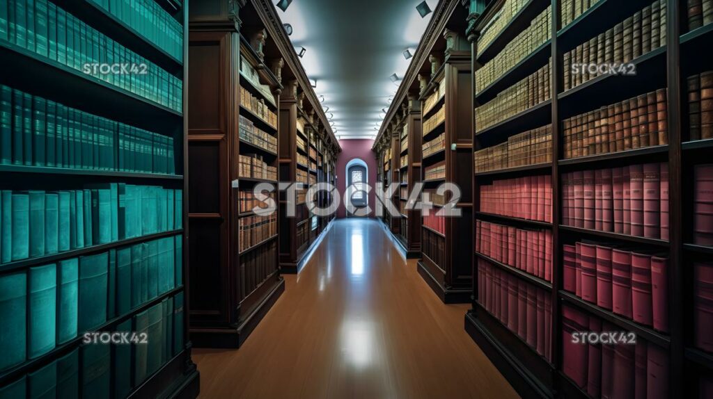 A university law library with books and legal documents o one