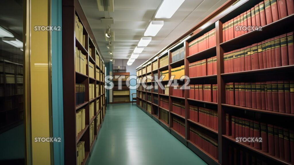 A university law library with books and legal documents o two