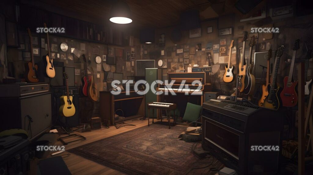 A university music studio filled with instruments and rec three