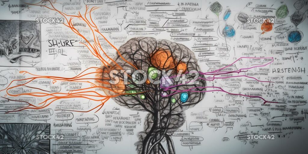 Una pizarra con un mapa mental y notas escritas en ella Hype one