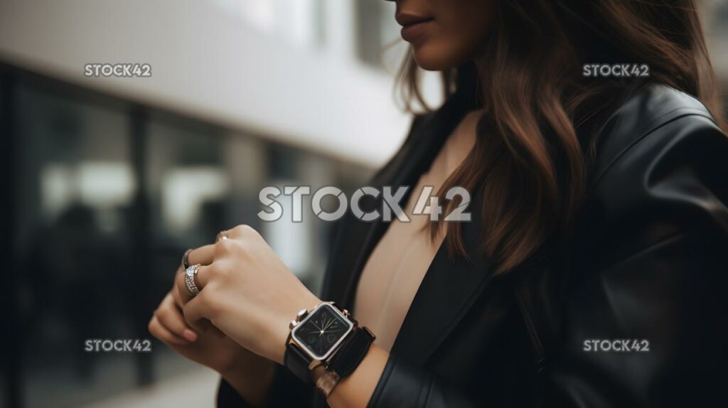 A woman using a smartwatch to track her schedule one