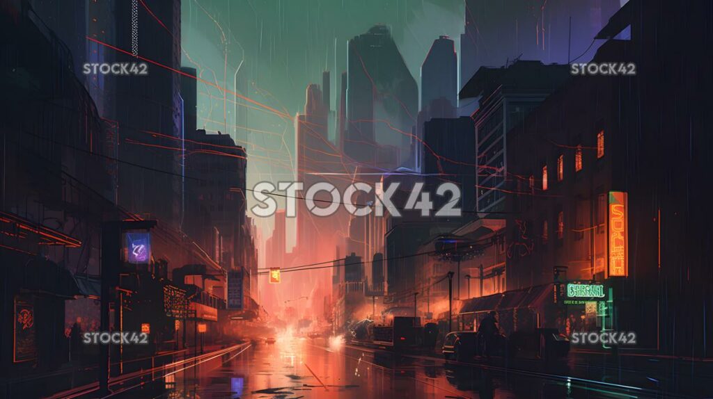 Abstract cityscapes shapes colors patterns dynamic lightn