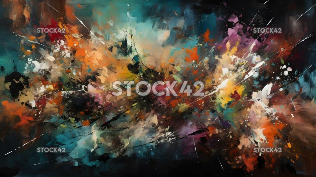 Abstract expressionism paint splatters textures colors one