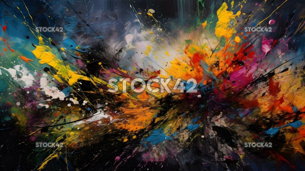 Abstract expressionism paint splatters textures colors- three