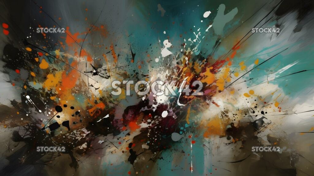 Abstract expressionism paint splatters textures colors two