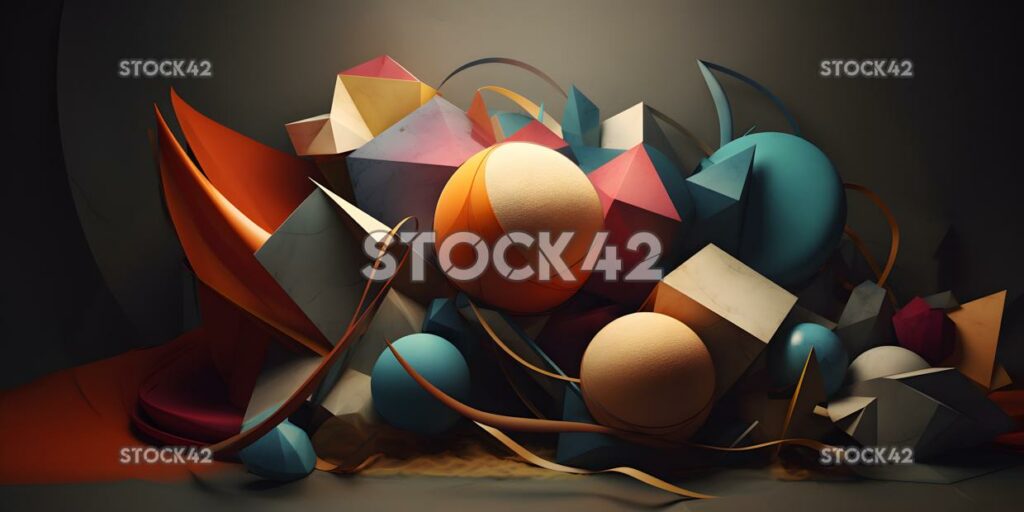 Abstract geometry shapes colors Hyper-realistic textures three