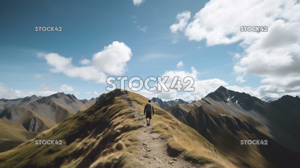 AbenteuerpersonWandern in atemberaubenden Bergen, zwei