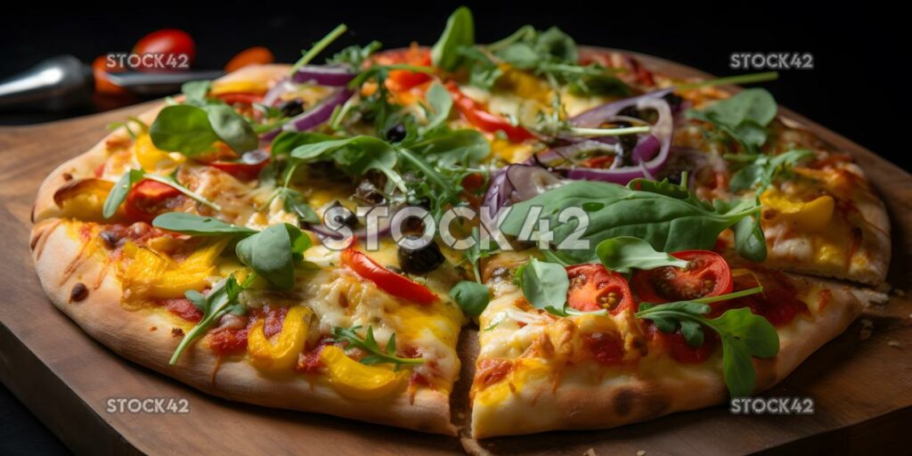 Hausgemachte Pizza mit frischem Belag und goldenen Knuspern