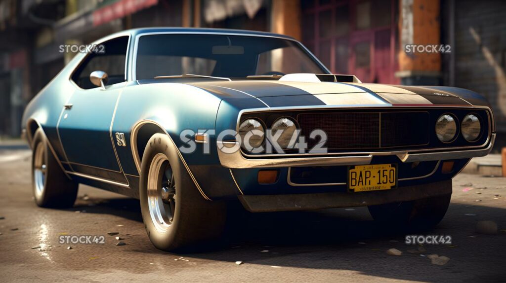 Amerikanisches Muscle-Car laut, kraftvoll, hyperrealistische Textur