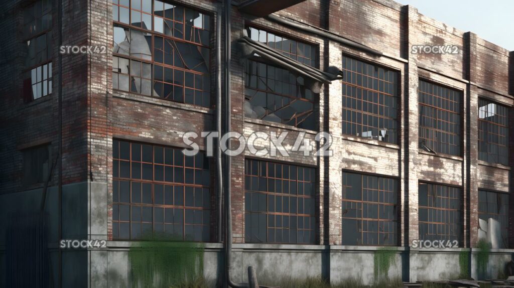 An abandoned industrial building with broken windows Hype two