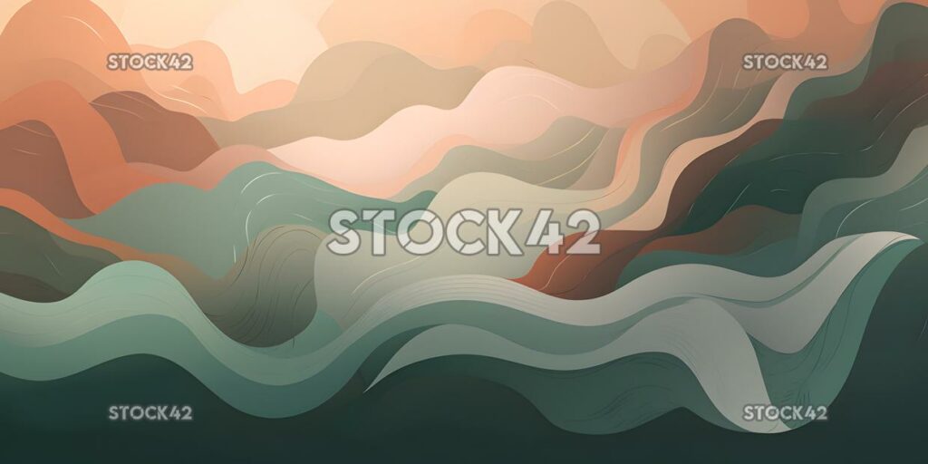 An abstract background with flowing shapes and muted colo one