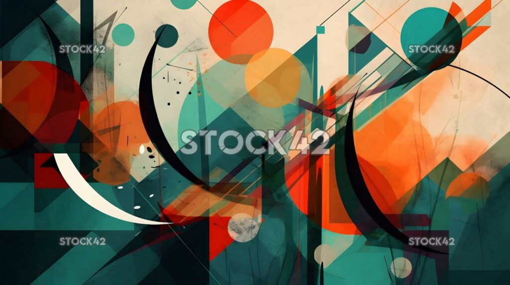 An abstract design with overlapping shapes and colors three