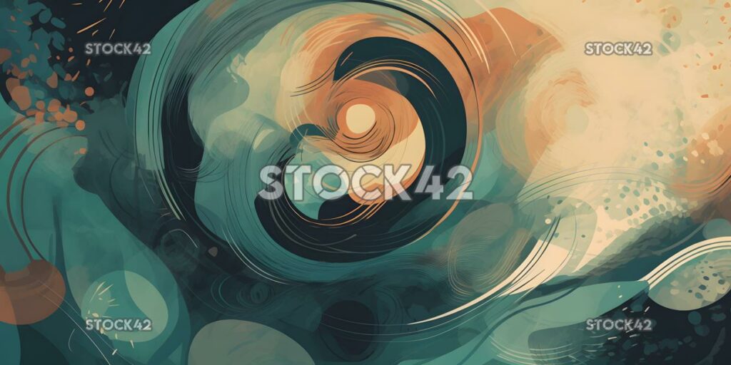 An abstract design with swirling shapes and lines